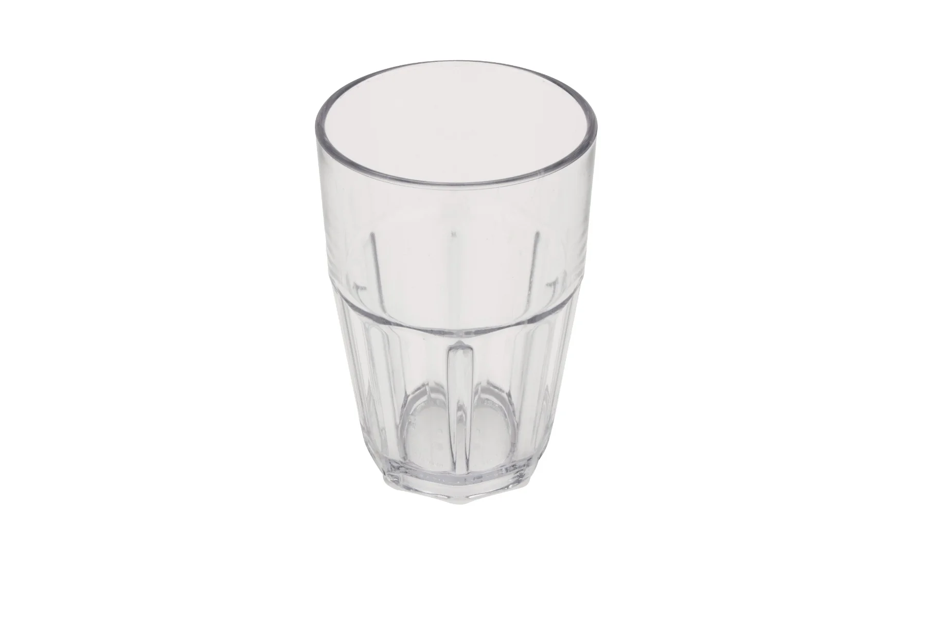 GET 9914-1-CL Bahama SAN Plastic Stackable Paneled Double Rocks Tumbler 14 oz. - Clear - 24/Box - Image 3
