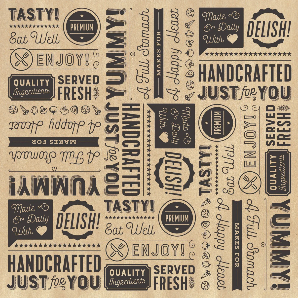 GET P-GT-1212- BR Food-Safe Sandwich/Deli Wrap Paper 12" x 12" - Brown with Wording - 1000/Case