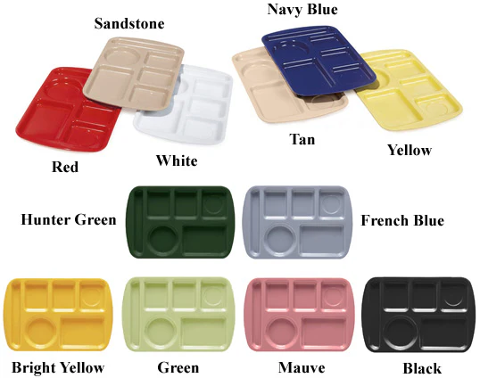 GET TR-151-S Melamine Right Hand 6-Compartment School & Cafeteria Tray 15-1/2" x 10" - Sandstone - 12/Case - Image 2