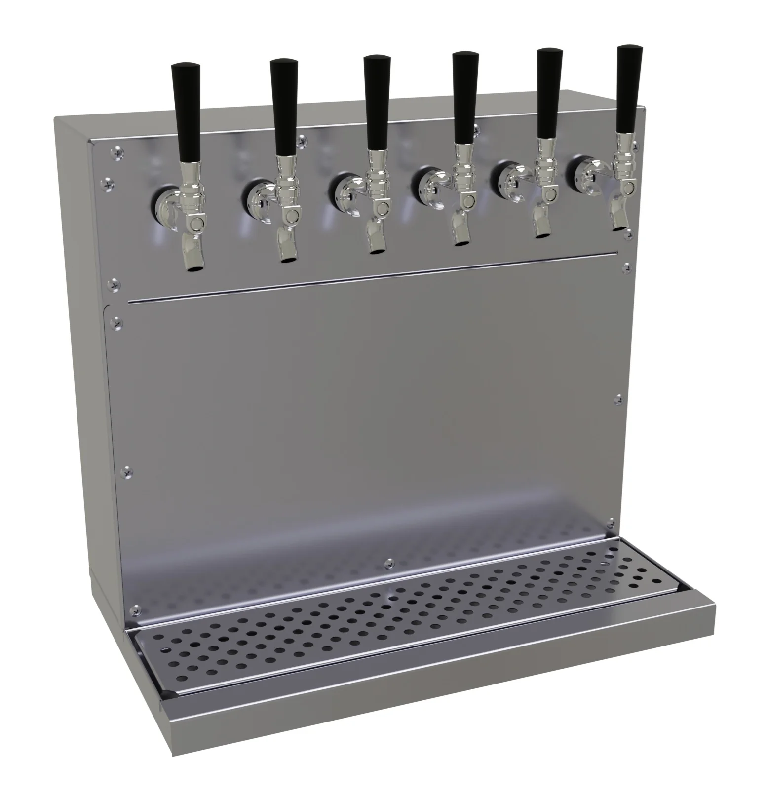 Glastender WT-6-SS Wall Mount Stainless Steel Beer/Wine Draft Dispensing Tower with 6 Faucets 20"W x 18"H