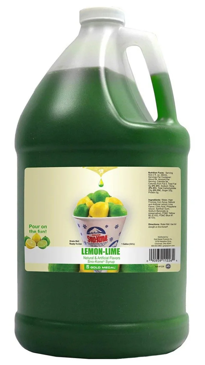 Gold Medal 1226 Ready-To-Use Sno-Treat Flavors Sno-Kone Syrup 1 gal. - Lemon-Lime