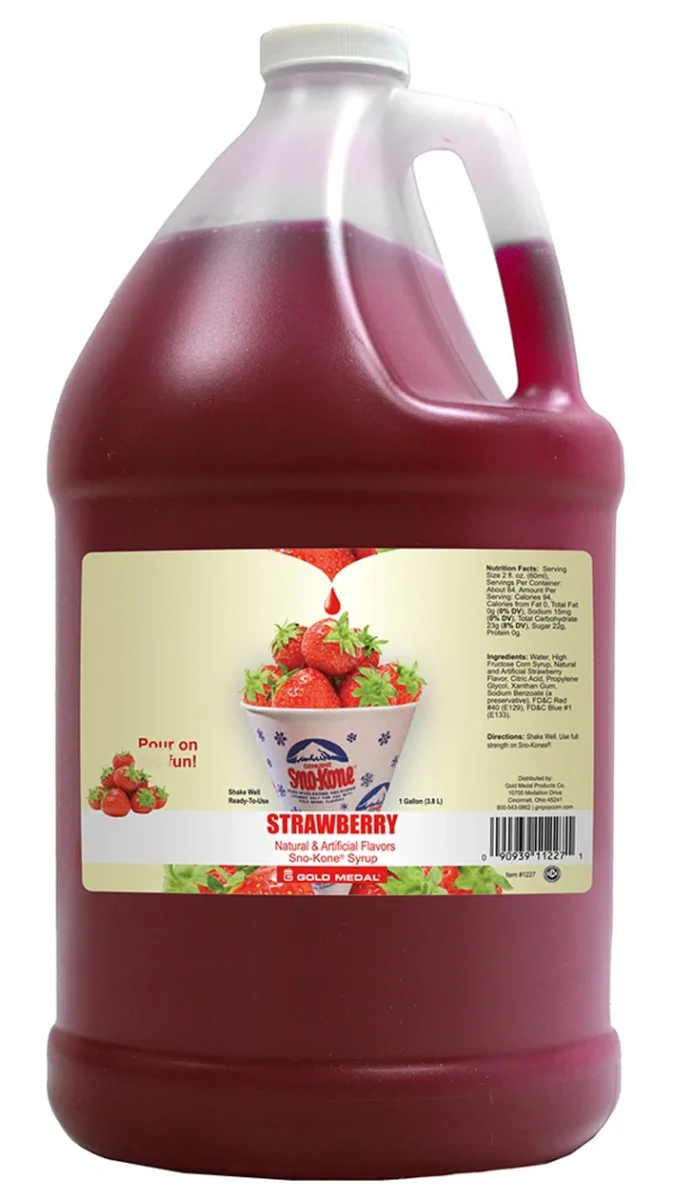 Gold Medal 1227 Ready-To-Use Sno-Treat Flavors Sno-Kone Syrup 1 gal. - Strawberry