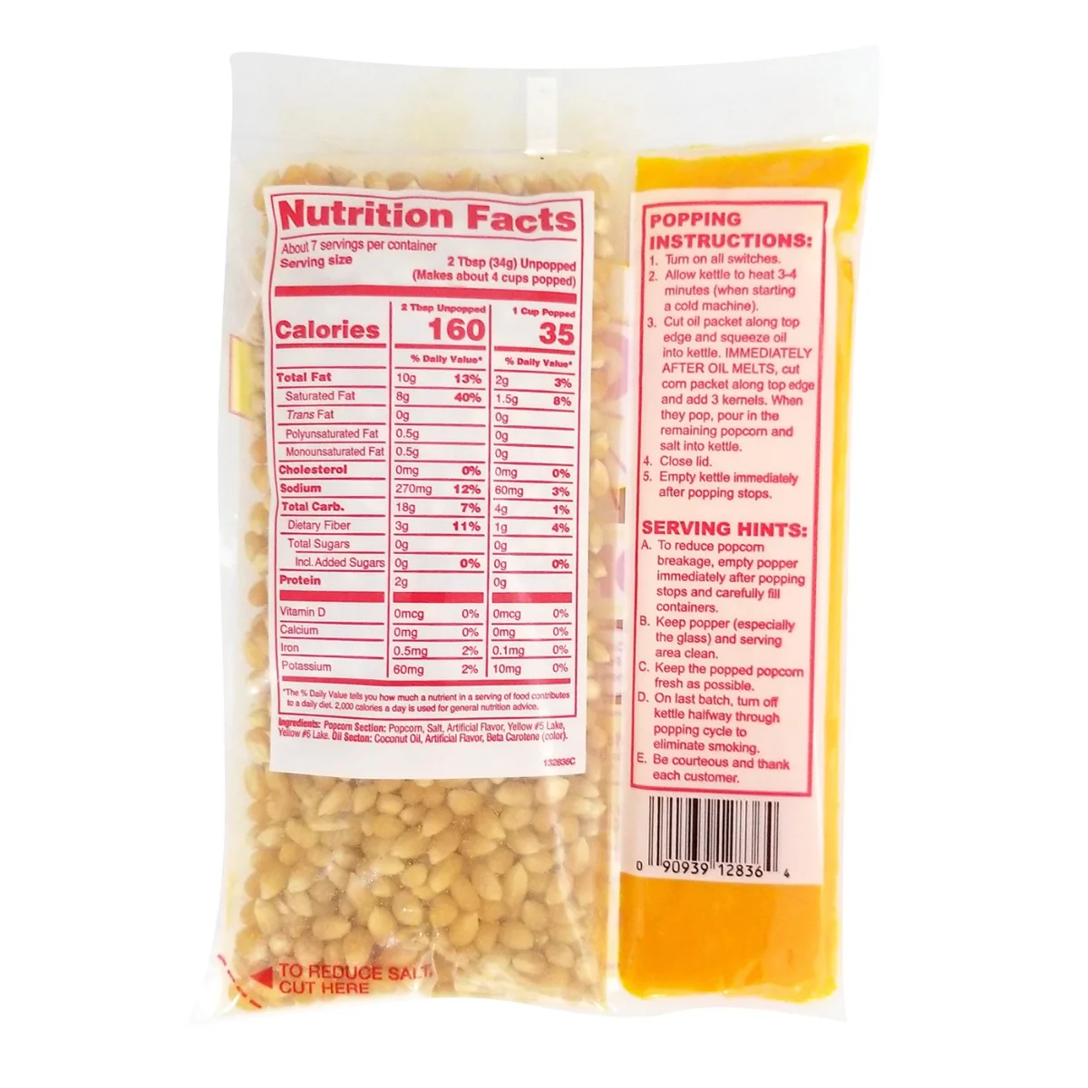Gold Medal 2836 Mega Pop Corn/Oil/Salt Kits for 6 oz. Kettles - 36/Case - Image 2