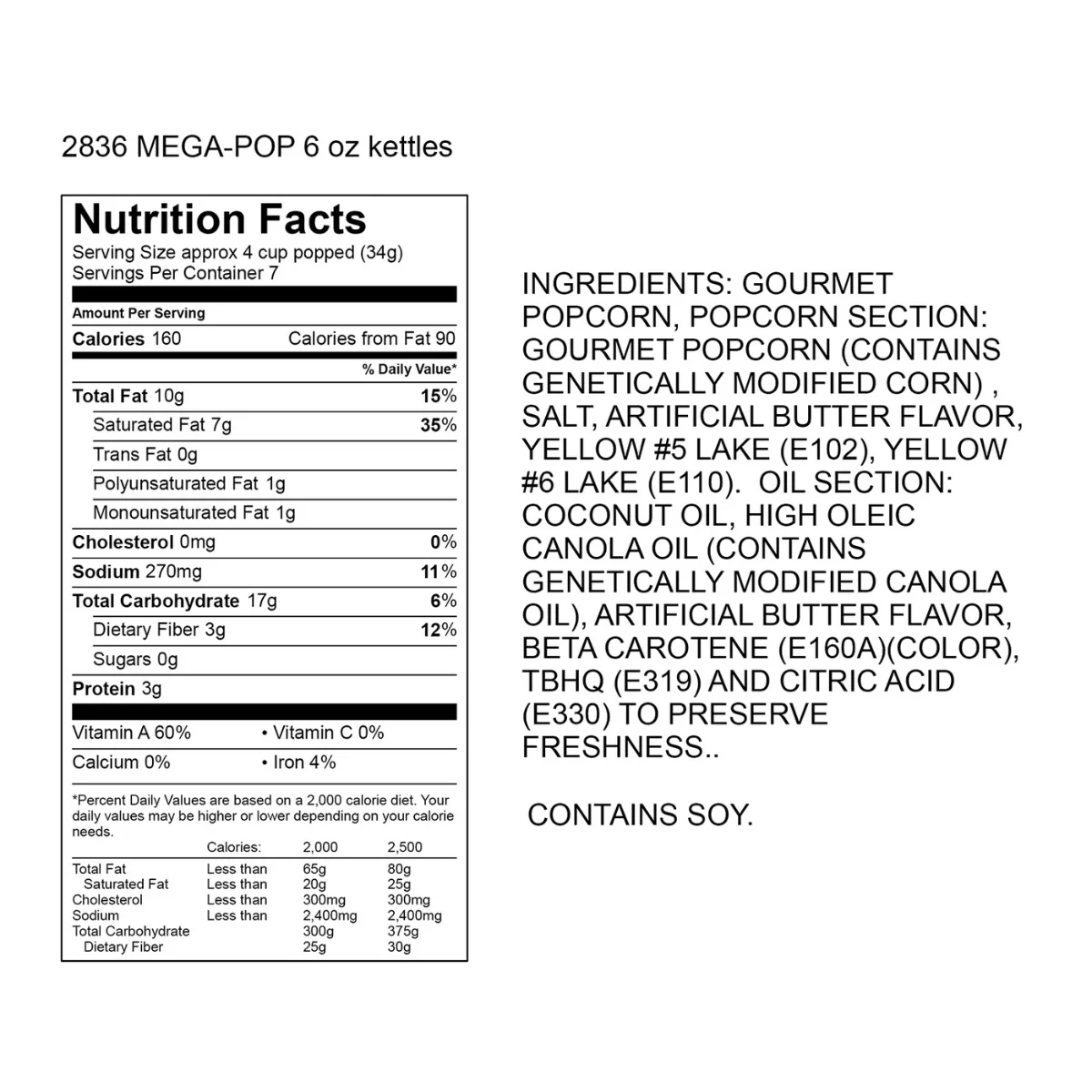 Gold Medal 2836 Mega Pop Corn/Oil/Salt Kits for 6 oz. Kettles - 36/Case - Image 5