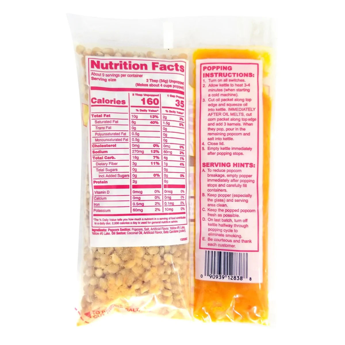 Gold Medal 2838 Mega Pop Corn/Oil/Salt Kits for 8 oz. Kettles - 24/Case - Image 2