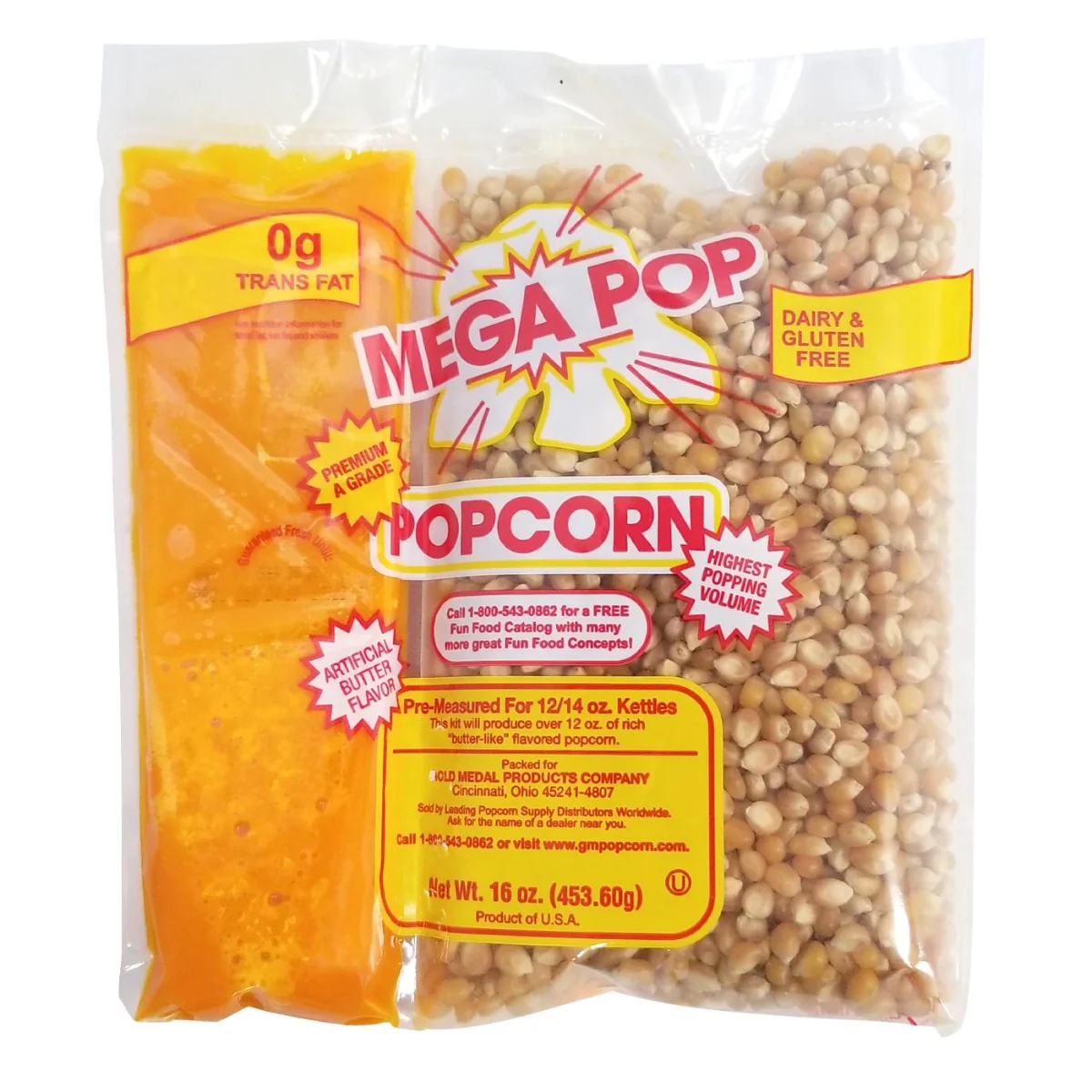 Gold Medal 2839 Mega Pop Corn/Oil/Salt Kits for 12 to 14 oz. Kettles - 24/Case