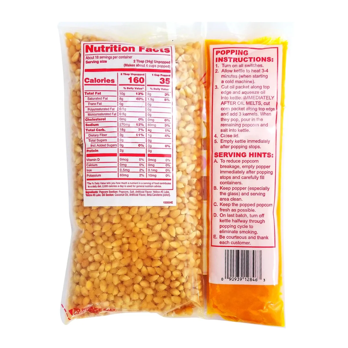 Gold Medal 2846 Mega Pop Corn/Oil/Salt Kits for 16 oz Kettles - 20/Case - Image 2