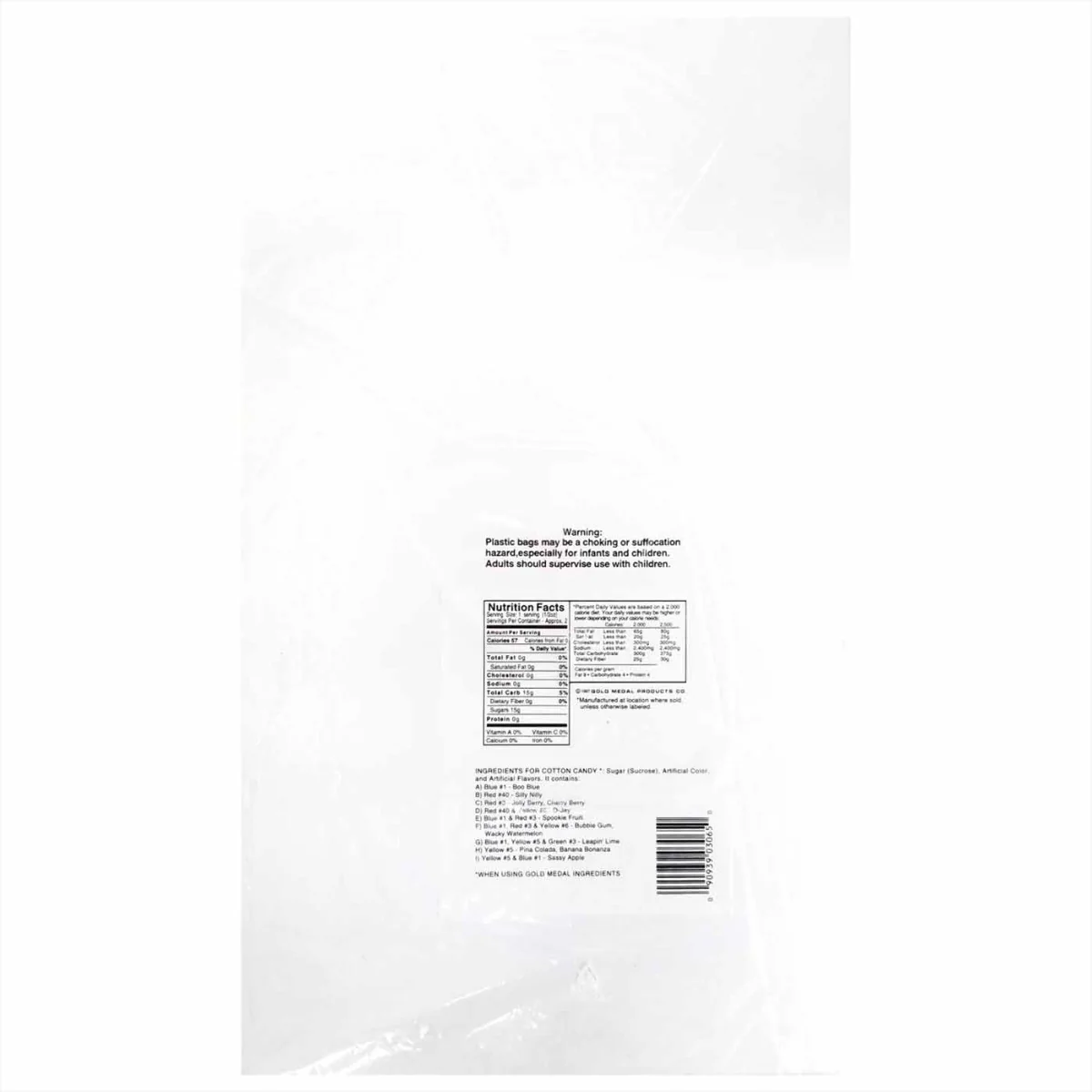 Gold Medal 3065 Quick Pak Red Clown Print Cotton Candy Bags with Ties 12" x 18" - Clear - 100/Bag - Image 3