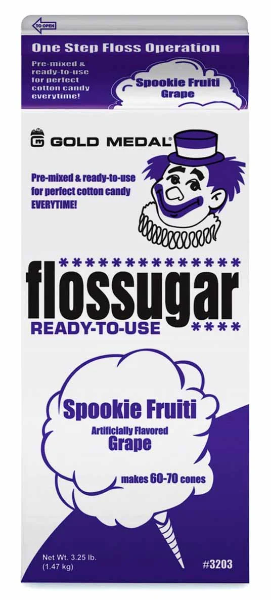 Gold Medal 3203 Flossugar Cotton Candy Floss Sugar 1/2 gal. - Spookie Fruiti (Grape)