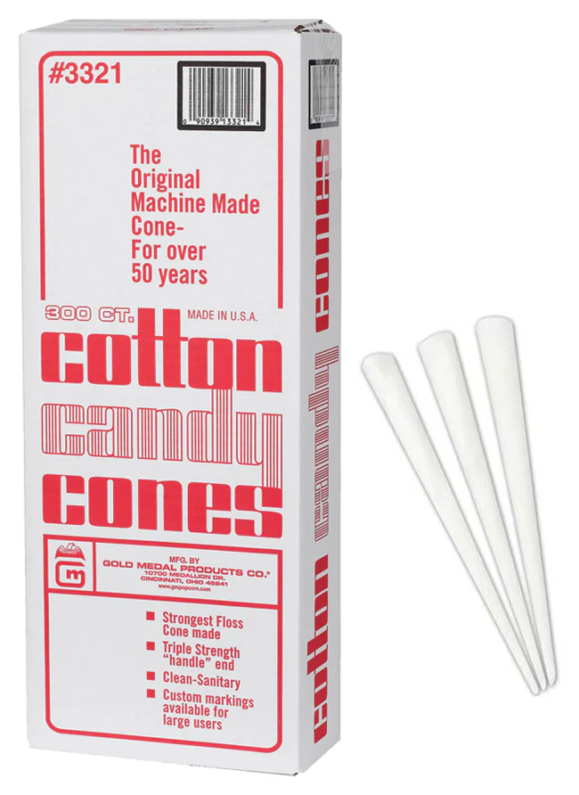 Gold Medal 3321 Disposable Plain Cotton Candy Cones - White - 300/Box