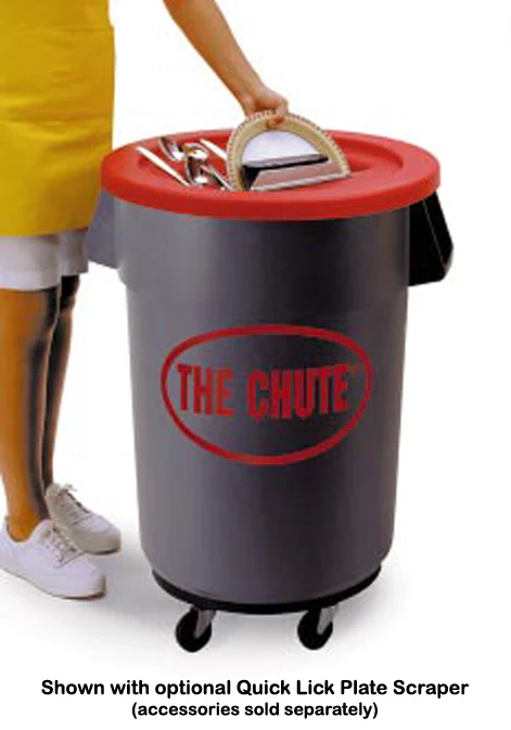 Golden 3750 The Chute II Flatware Retriever Lid for 32 & 44 Gal. Round Cans - Red - Image 2
