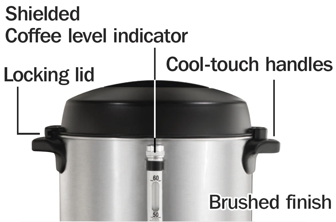 Hamilton Beach 45060R Proctor-Silex 60 Cup Coffee Urn Percolator – Aluminum - Image 2