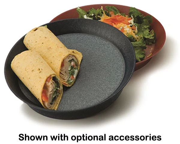 HS Inc. HS1038SB-CH Polypropylene Round Deli Server with Short Base 10" - Charcoal - Image 2
