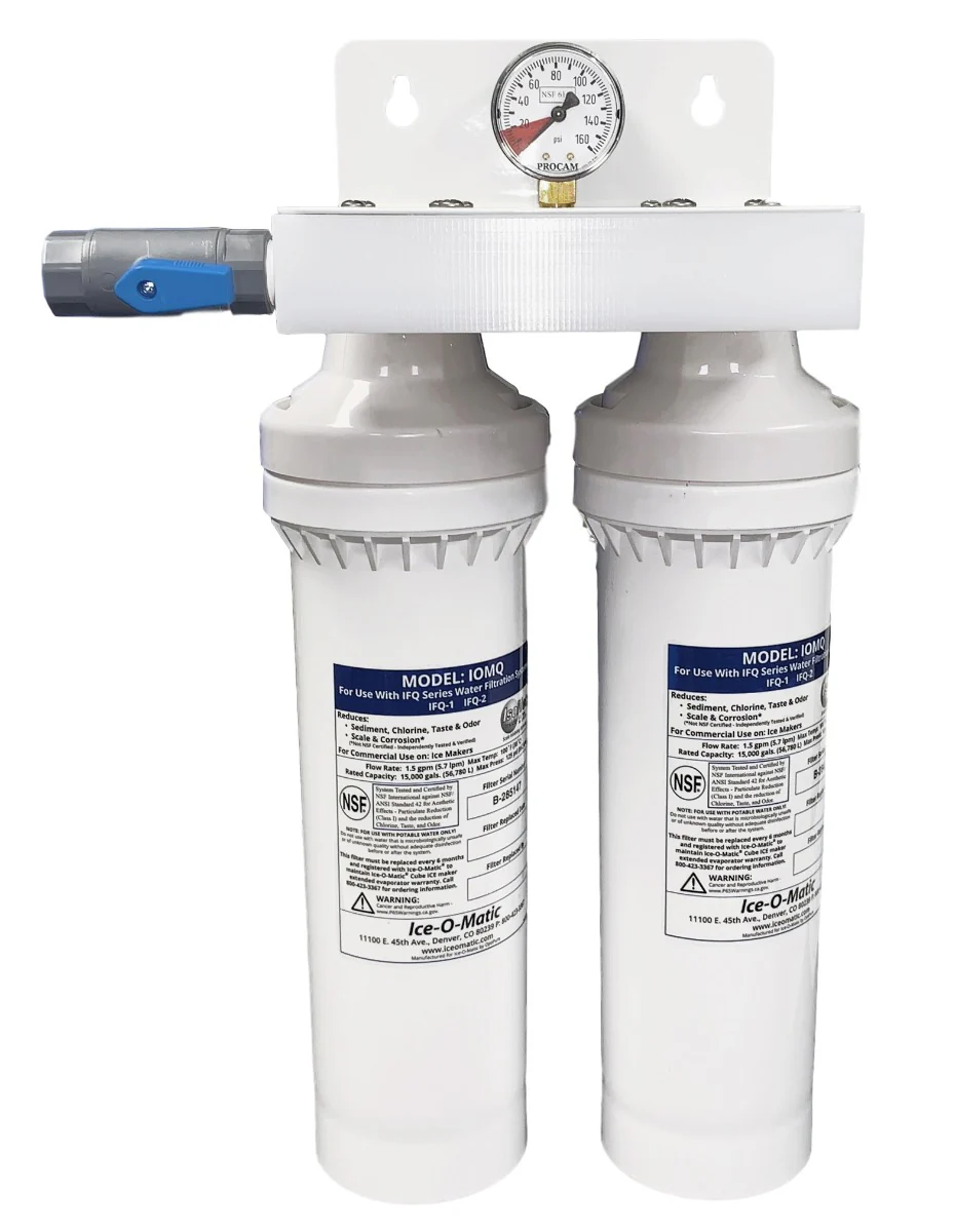 Ice-O-Matic IFQ2 Ice Machine Water Filter Manifold System - Dual Cartridge - 0.5 Micron and 3 GPM