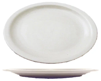 International Tableware BR-13 Brighton European White Narrow Rim Oval China Platter 11-1/2" x 9" - 12/cs - Image 2
