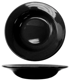 International Tableware CA-3-B Cancun Black Rolled Edge Deep Rim China Soup Bowl 12 oz. - 24/Case - Image 2