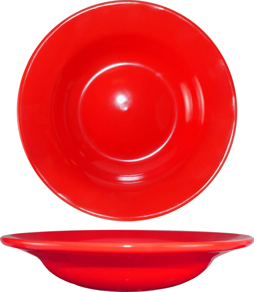 International Tableware CA-3-CR Cancun Crimson Red Rolled Edge Deep Rim China Soup Bowl 12 oz. - 24/Case