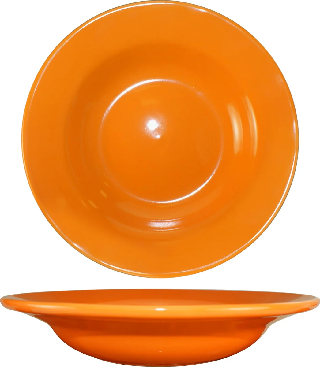 International Tableware CA-3-O Cancun Orange Rolled Edge Deep Rim China Soup Bowl 12 oz. - 24/Case