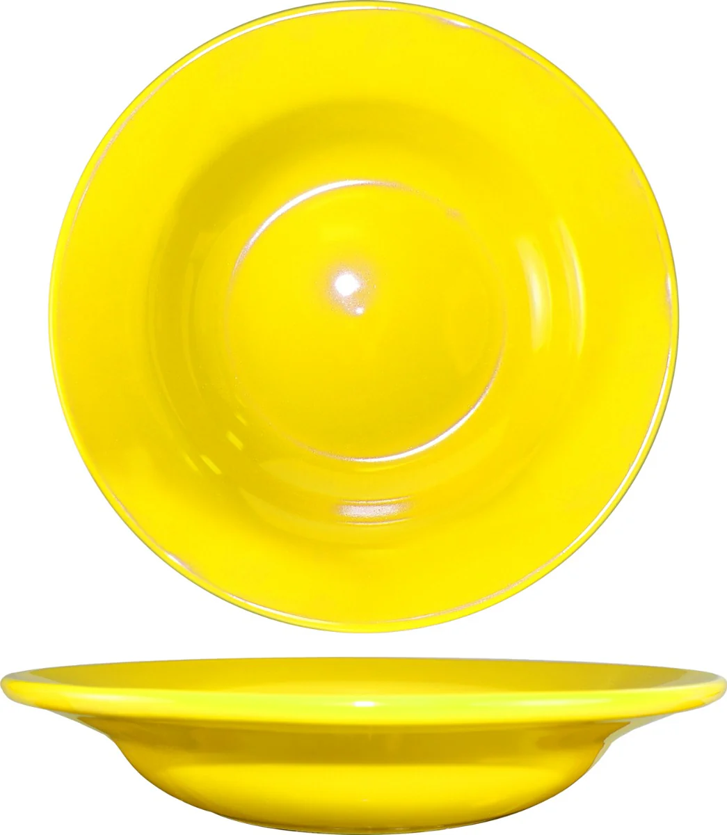 International Tableware CA-3-Y Cancun Yellow Rolled Edge Deep Rim China Soup Bowl 12 oz. - 24/Case