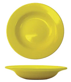 International Tableware CA-3-Y Cancun Yellow Rolled Edge Deep Rim China Soup Bowl 12 oz. - 24/Case - Image 2