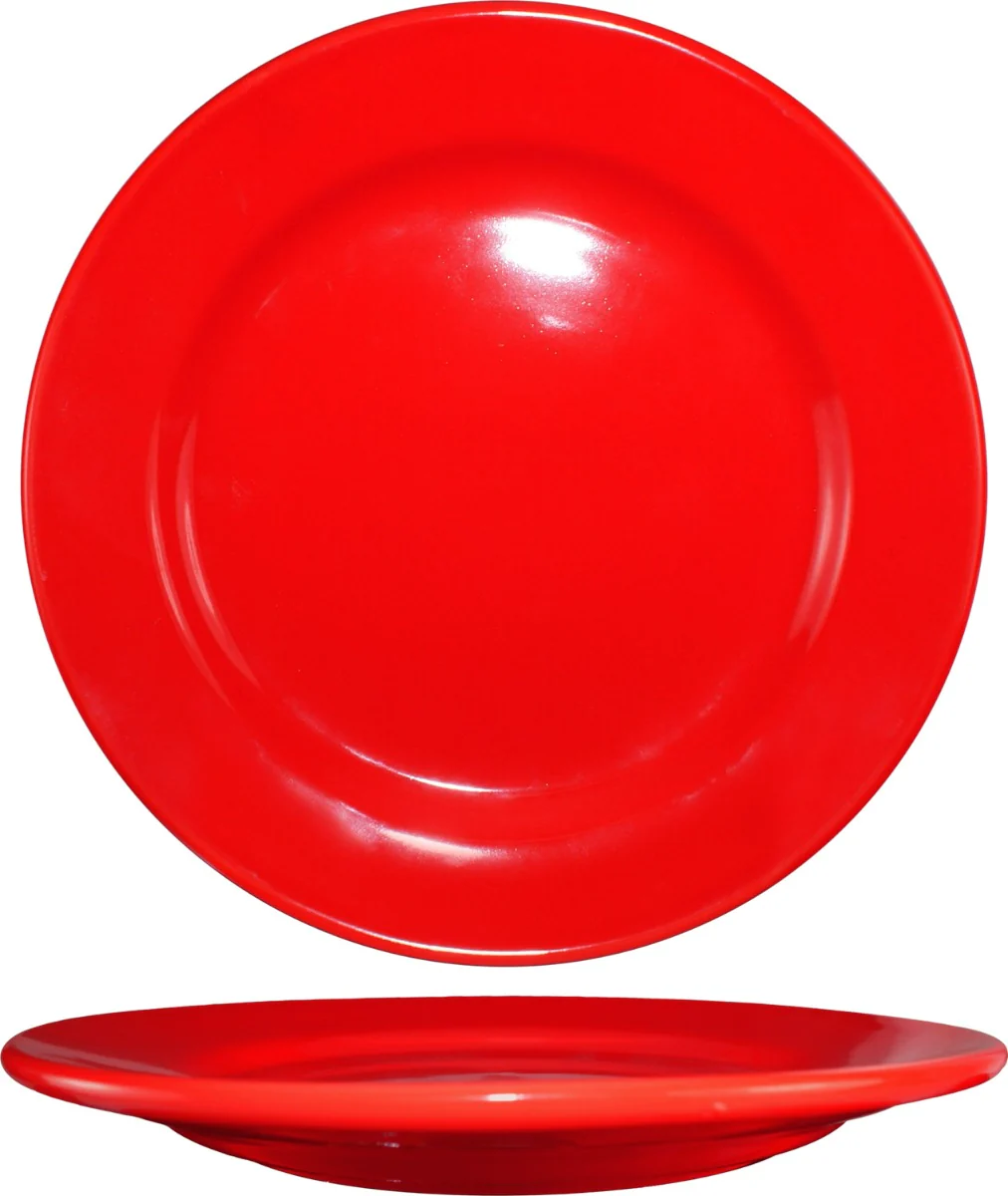 International Tableware CA-7-CR Cancun Crimson Red Rolled Edge China Plate 7-1/8" Dia. - 36/cs