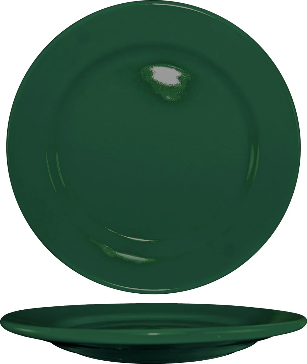 International Tableware CA-7-G Cancun Green Rolled Edge China Plate 7-1/8" Dia. - 36/cs