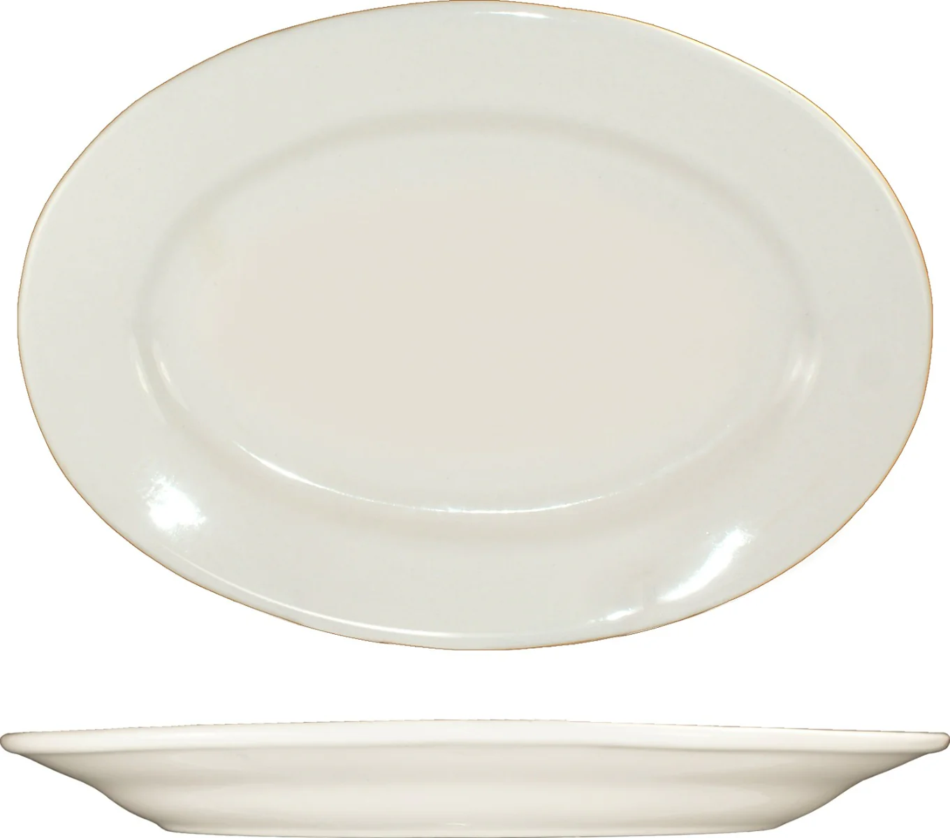 International Tableware RO-33 Roma American White Rolled Edge Oval China Platter 7" x 4-5/8" - 36/cs