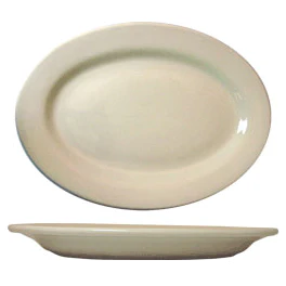 International Tableware RO-33 Roma American White Rolled Edge Oval China Platter 7" x 4-5/8" - 36/cs - Image 2