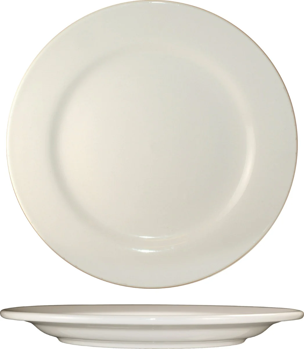 International Tableware RO-8 Roma American White Rolled Edge China Plate 9" Dia. - 24/cs