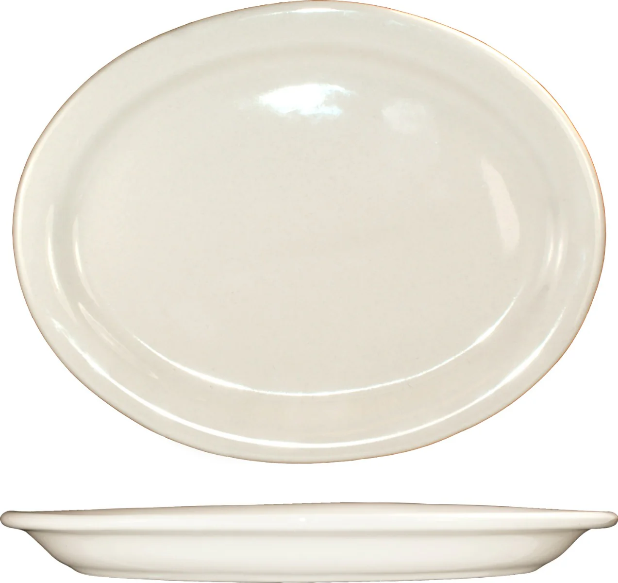 International Tableware VA-12 Valencia American White Narrow Rim Oval China Platter 9-3/4" x 7" - 24/cs