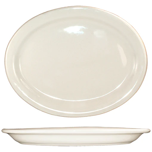 International Tableware VA-13 Valencia American White Narrow Rim Oval China Platter 11-1/2" x 9-1/4" - 12/cs