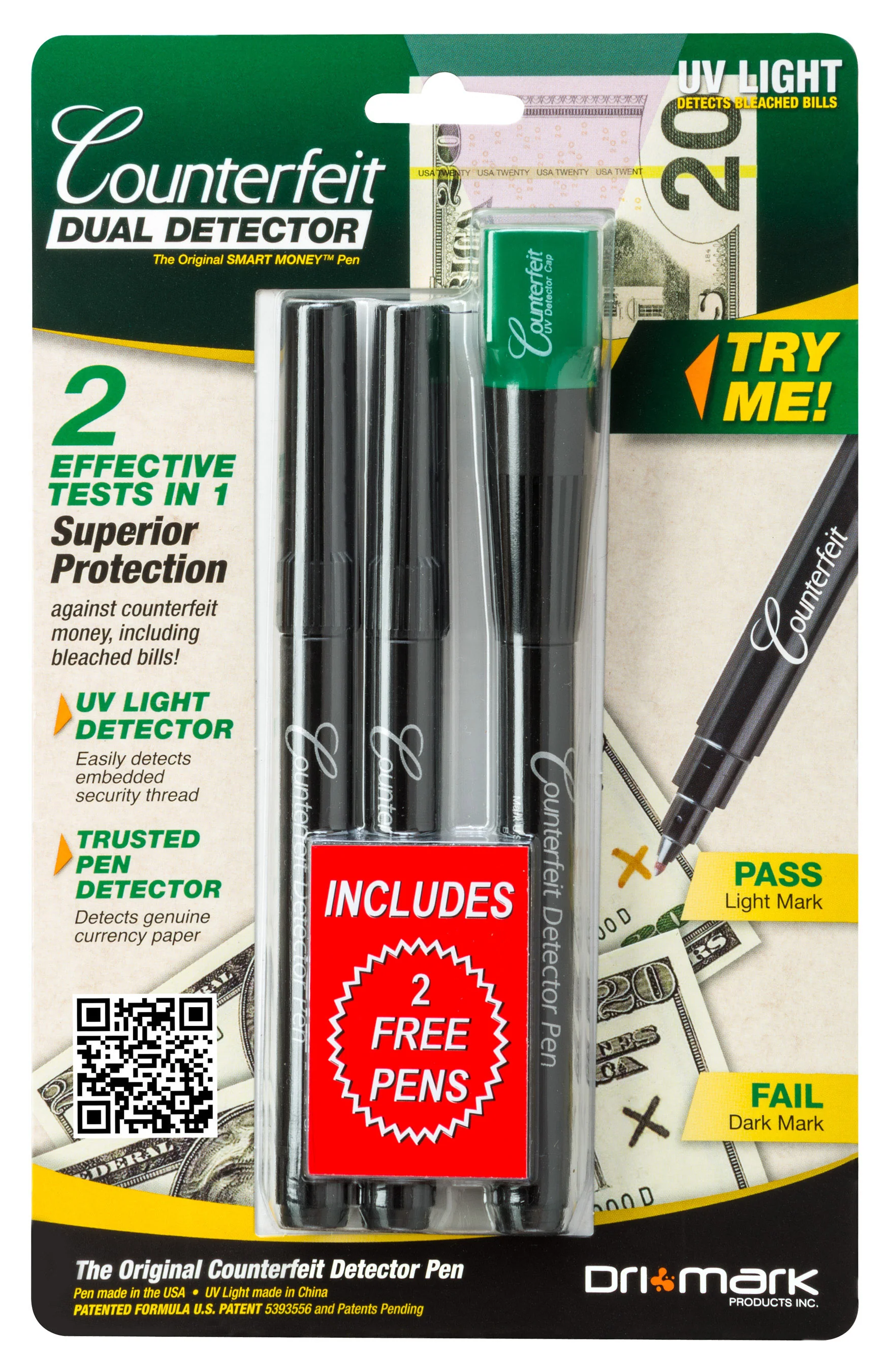 Jayhawk CP-L Dri Mark (351UVB) Dual Test Counterfeit Detector Pen with UV Light & (2) Bonus Pen Detectors - Image 2