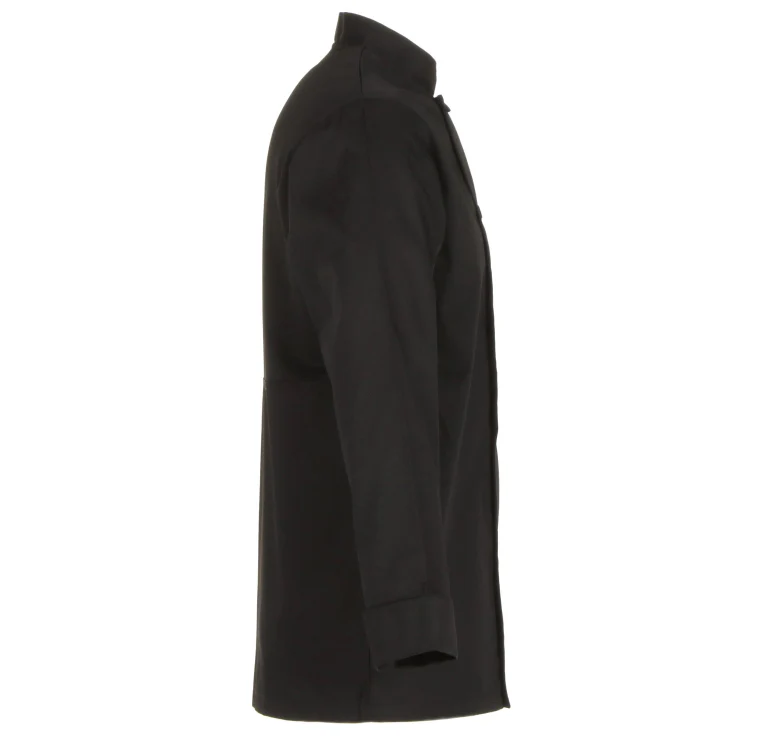 Chef Works JLLSBLKS Unisex Calgary Cool Vent Long Sleeve Double-Breasted Chef Coat with Cloth Covered Buttons - Black / Small - Image 10