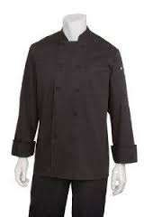Chef Works JLLSBLKS Unisex Calgary Cool Vent Long Sleeve Double-Breasted Chef Coat with Cloth Covered Buttons - Black / Small - Image 2