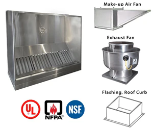 JRSPRO4-PFF 4ft Jean's Canopy Vent Hood with Plenum, Exhaust Fan, Make-up Air Fan and Flashing - Image 3