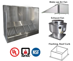 JRSPRO5-PFF 5ft Jean's Canopy Vent Hood with Plenum, Exhaust Fan, Make-up Air Fan and Flashing - Image 2