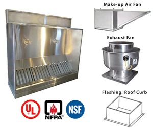 JRSVH7-PFFKIT 7ft Jean's Canopy Vent Hood with Plenum, Exhaust Fan, Make-up Air Fan and Flashing - Image 3