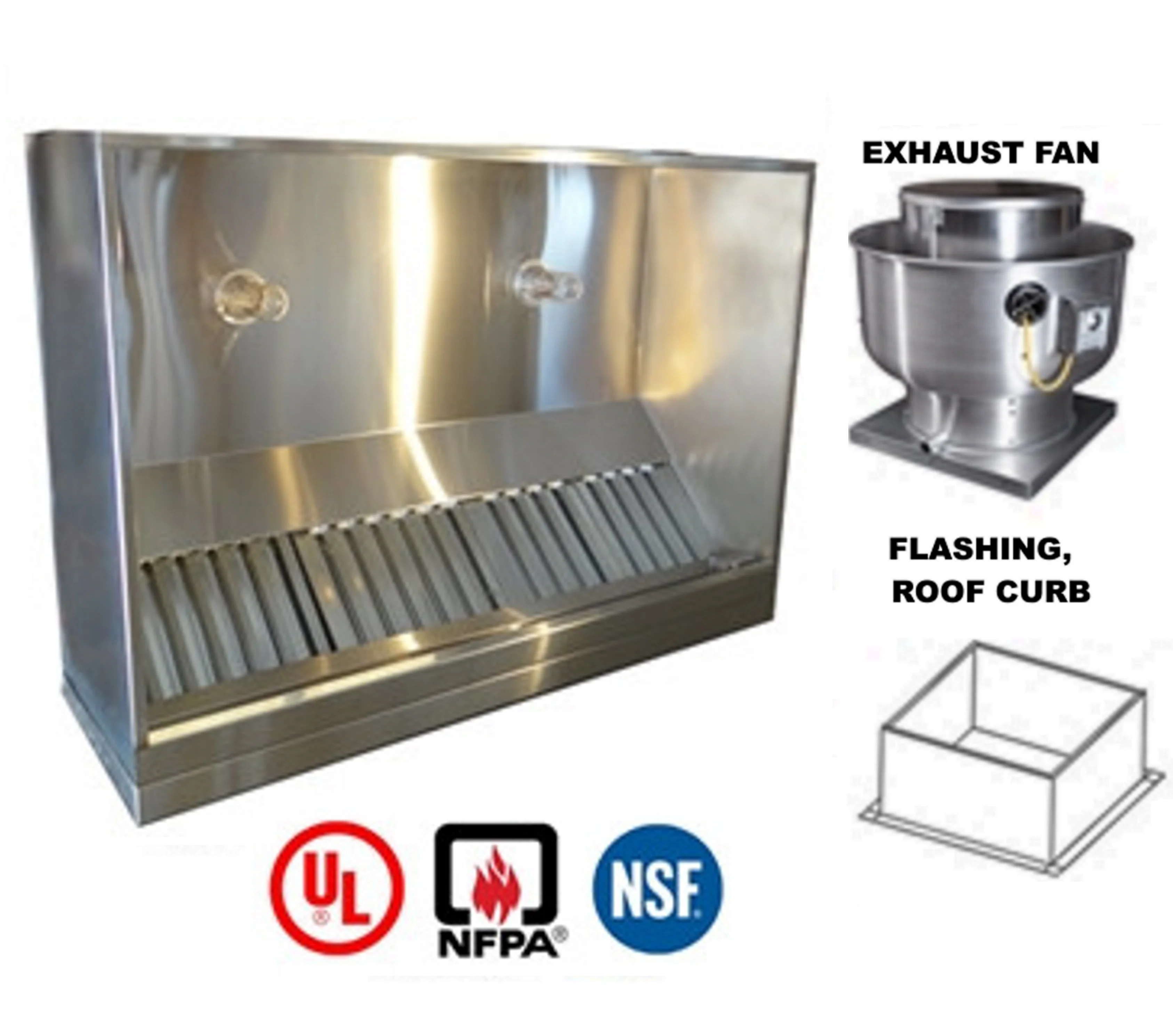 JRSVH9-FF 9ft Jean's Canopy Vent Hood with Exhaust Fan and Flashing