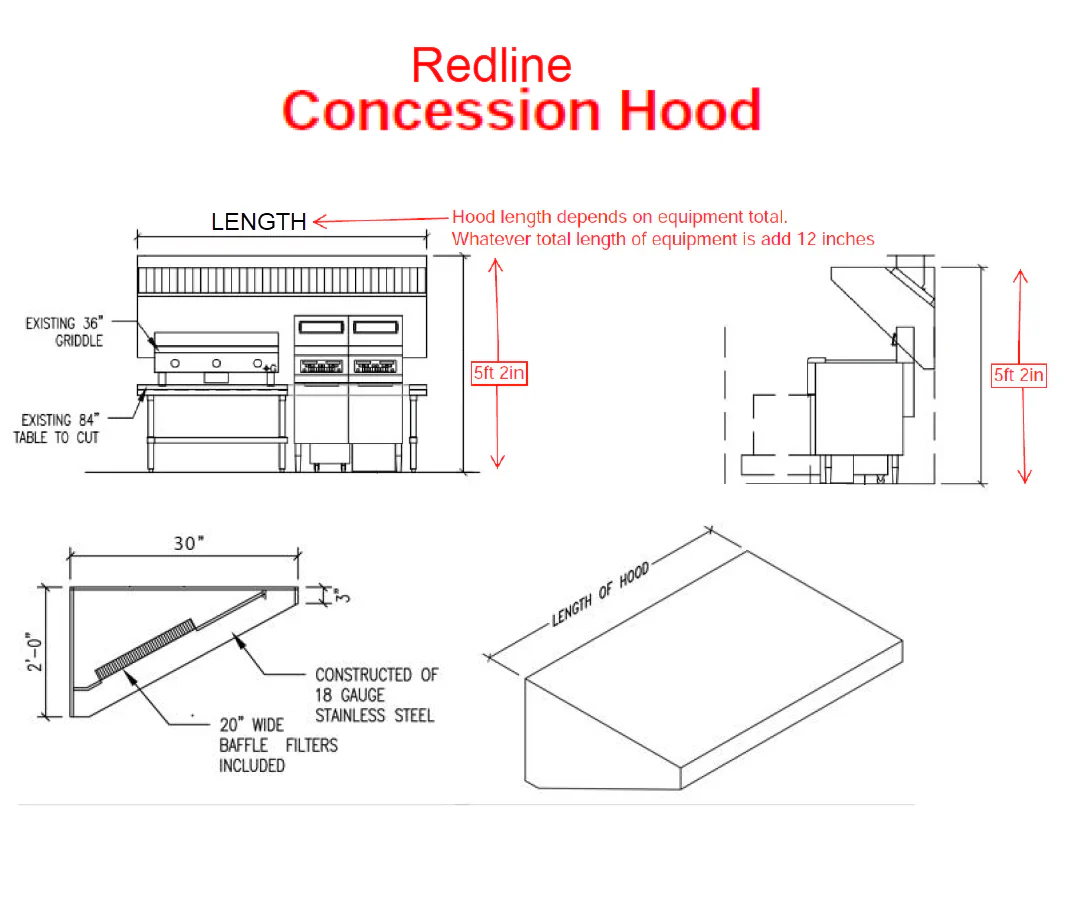 JRSVHC5-FF 5ft Jean's Concession Vent Hood with Exhaust Fan and Flashing - Image 3