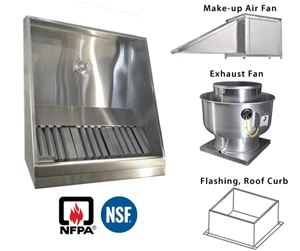JRSVHSP8-PFF 8ft Jean's Shallow Front Vent Hood with Plenum, Exhaust Fan, Make-up Air Fan and Flashing - Image 2