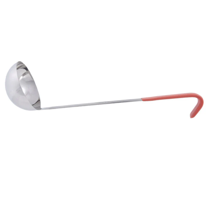 Vollrath 4980865 Jacob's Pride One-Piece Heavy-Duty Stainless Steel Ladle with 12-3/8" Orange Kool-Touch Grooved Hooked Handle 8 oz. - Image 3