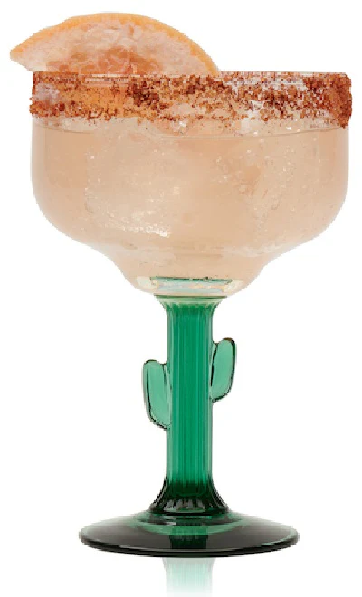 Libbey 3620JS Cactus Margarita Glass 16 oz. - Clear w/ Green Juniper Stem - 12/Case - Image 2