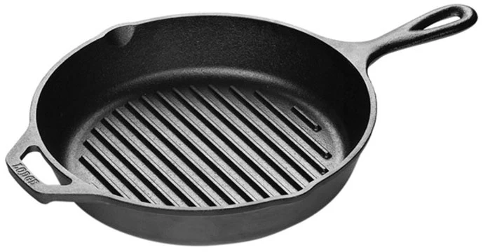 Lodge L8GP3 Round Seasoned Cast Iron Grill Pan with Handle 10-1/4"
