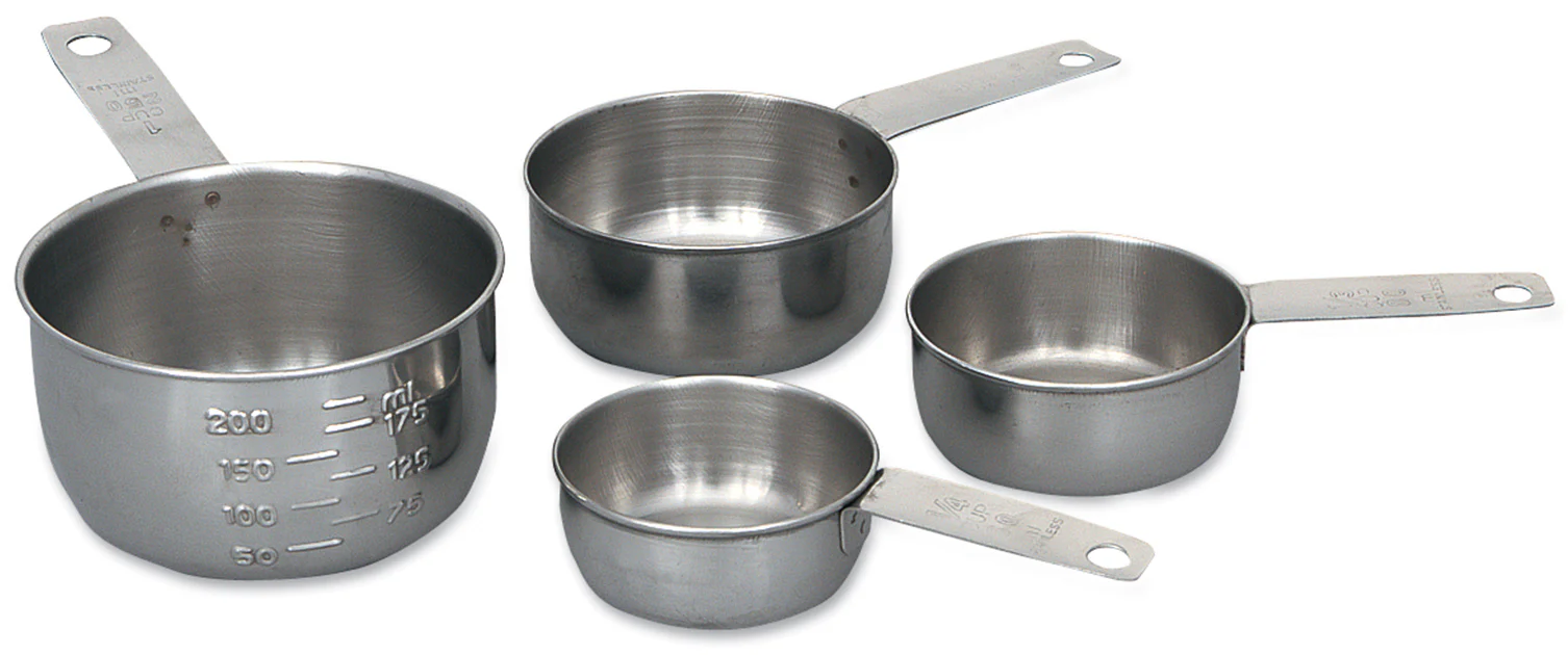 Browne 746107 4-Piece Stainless Steel Graduated Measuring Cup Set