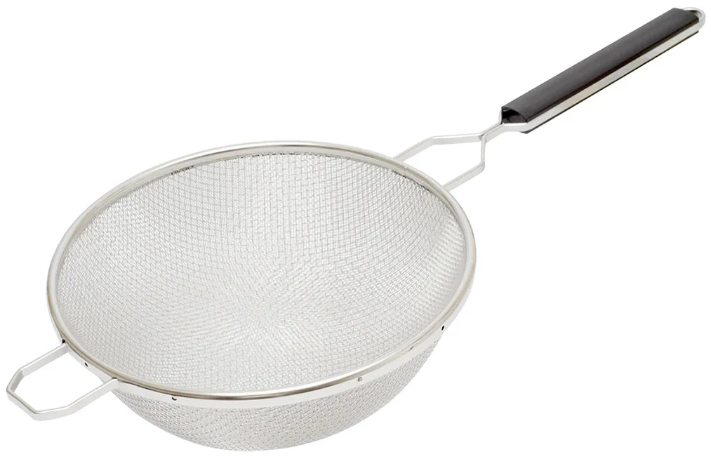 Browne 18196 Stainless Steel Medium Double Mesh Strainer with Plastic Handle 6-1/4" Dia.