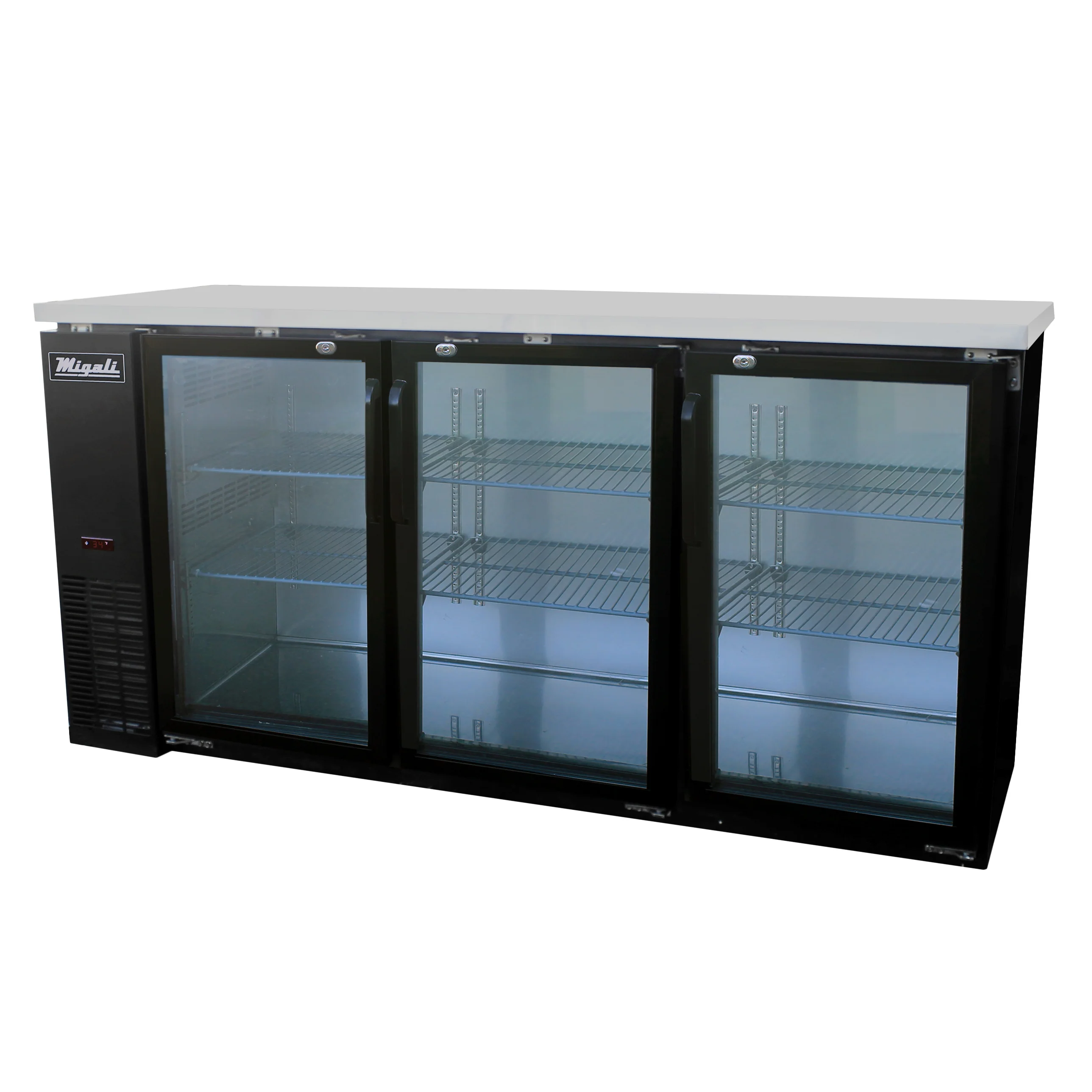 Migali C-BB72G-HC Competitor Series Back Bar Cooler 3 Glass Door Refrigerator w/R290 72" -  (3) 1/2 Keg Capacity - Image 2