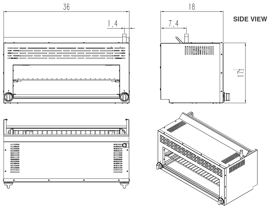 Migali C‑CM‑36‑NG Competitor Series Countertop Infrared Natural Gas Cheesemelter 36" – 43,000 BTU - Image 2
