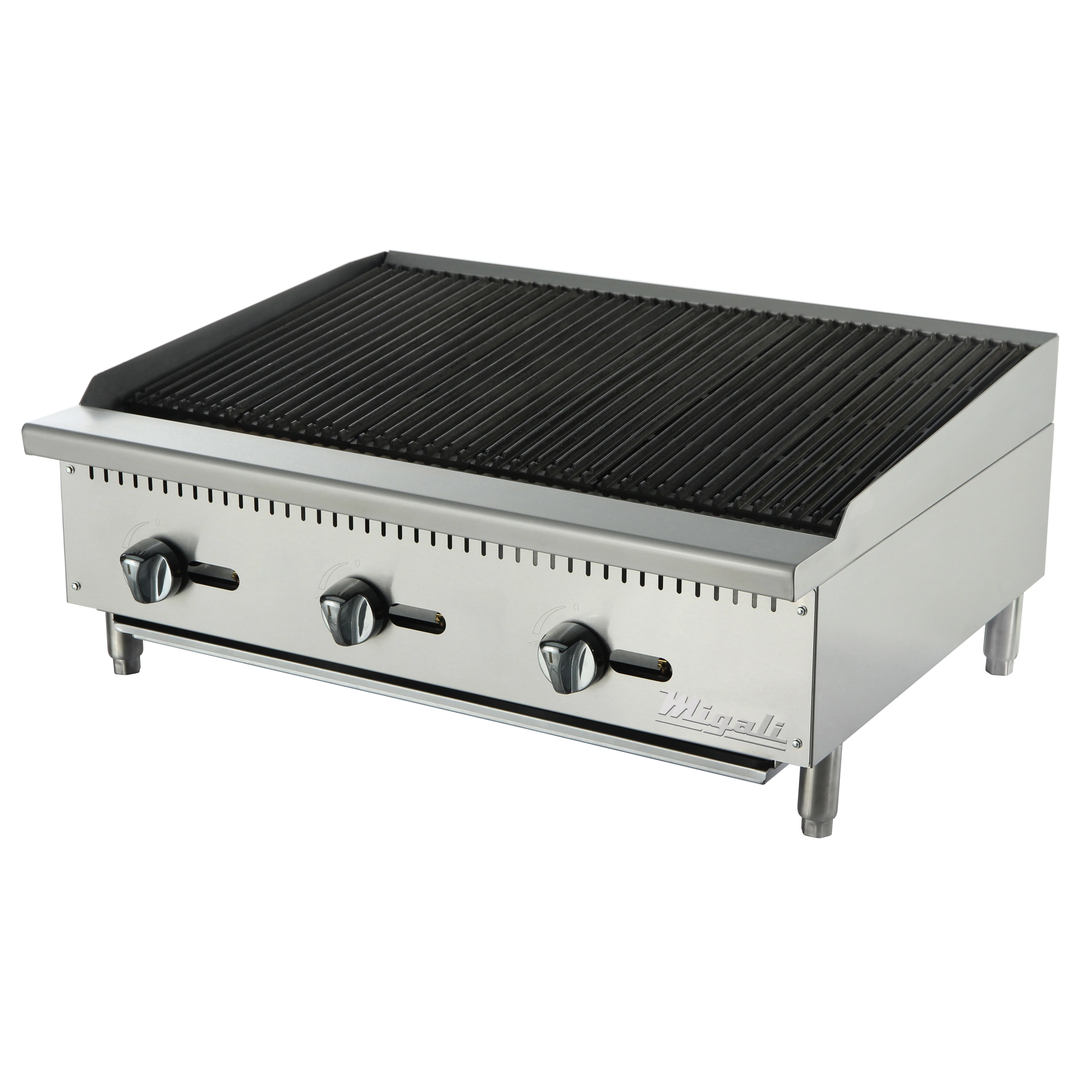 Migali C-CR36 Competitor Series Countertop 3 Burner Radiant/Lava Rock Gas Charbroiler 36" - NG - 105,000 BTU