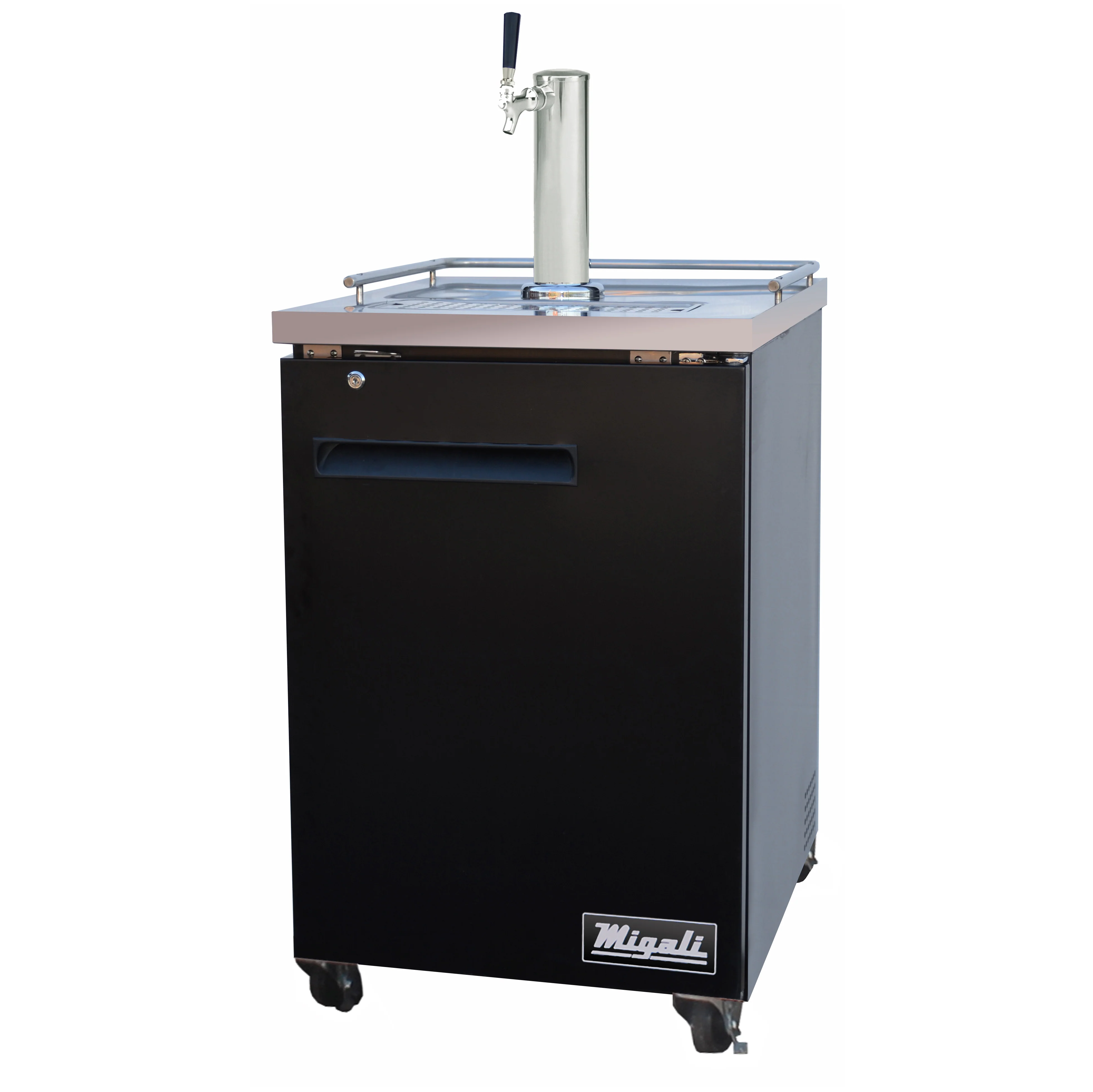 Migali C-DD23-1-HC Competitor Series Black 1 Door 1 Single Tap Direct Draw Beer Cooler 23" - (1) 1/2 Keg Capacity