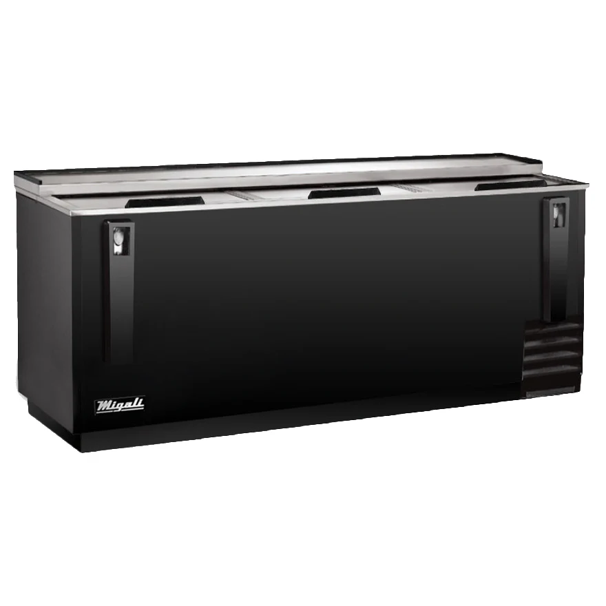 Migali C-HBC95-HC Competitor Series Black 3 Solid Slide Lid Horizontal Bottle Cooler w/R290 95" - 28 cu. Ft